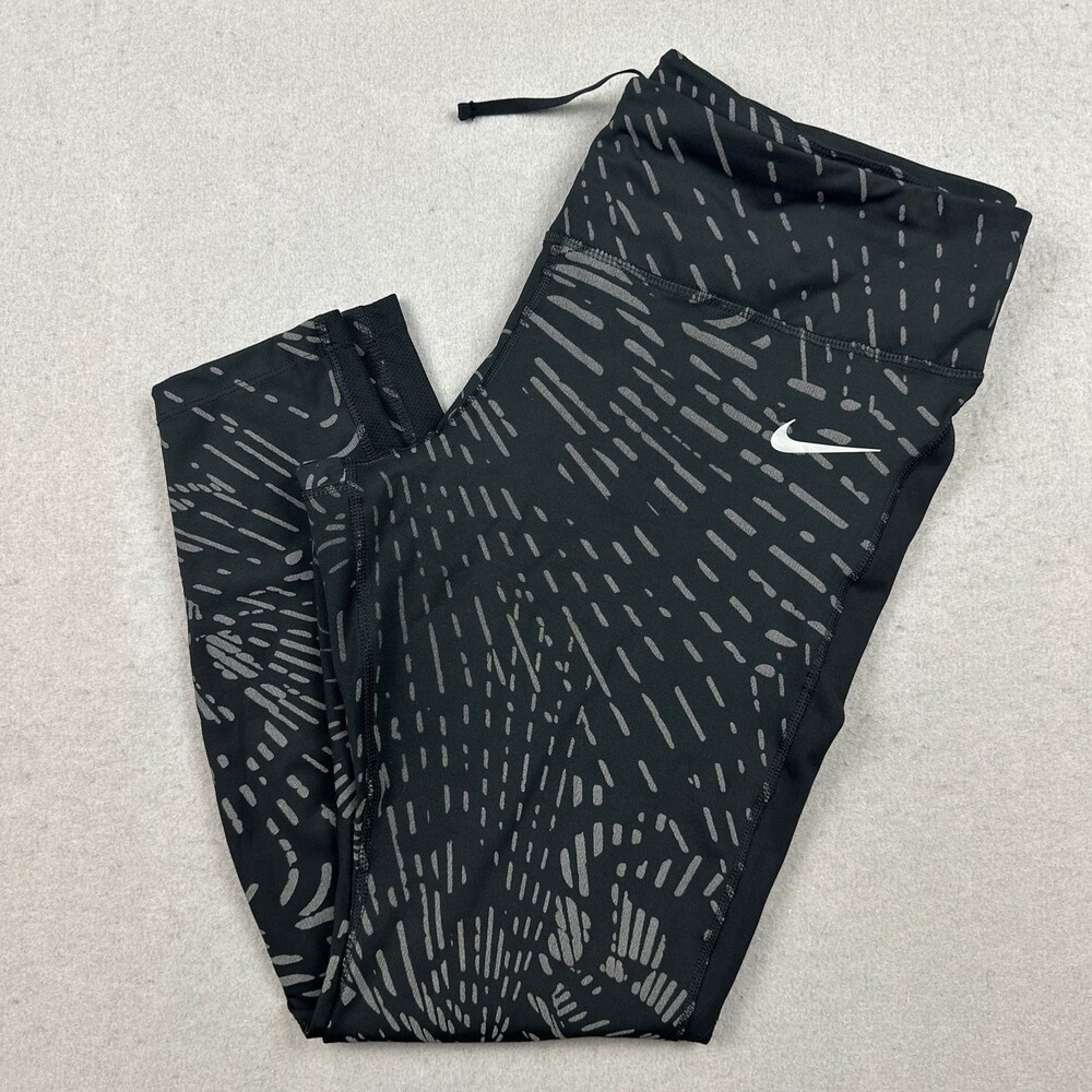 Nike Pants Women 2XL Black Textured Swoosh Legging Tight Running Reflective XXL